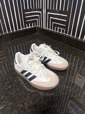 adidas White Black and Beige Samba-Inspired Sneakers